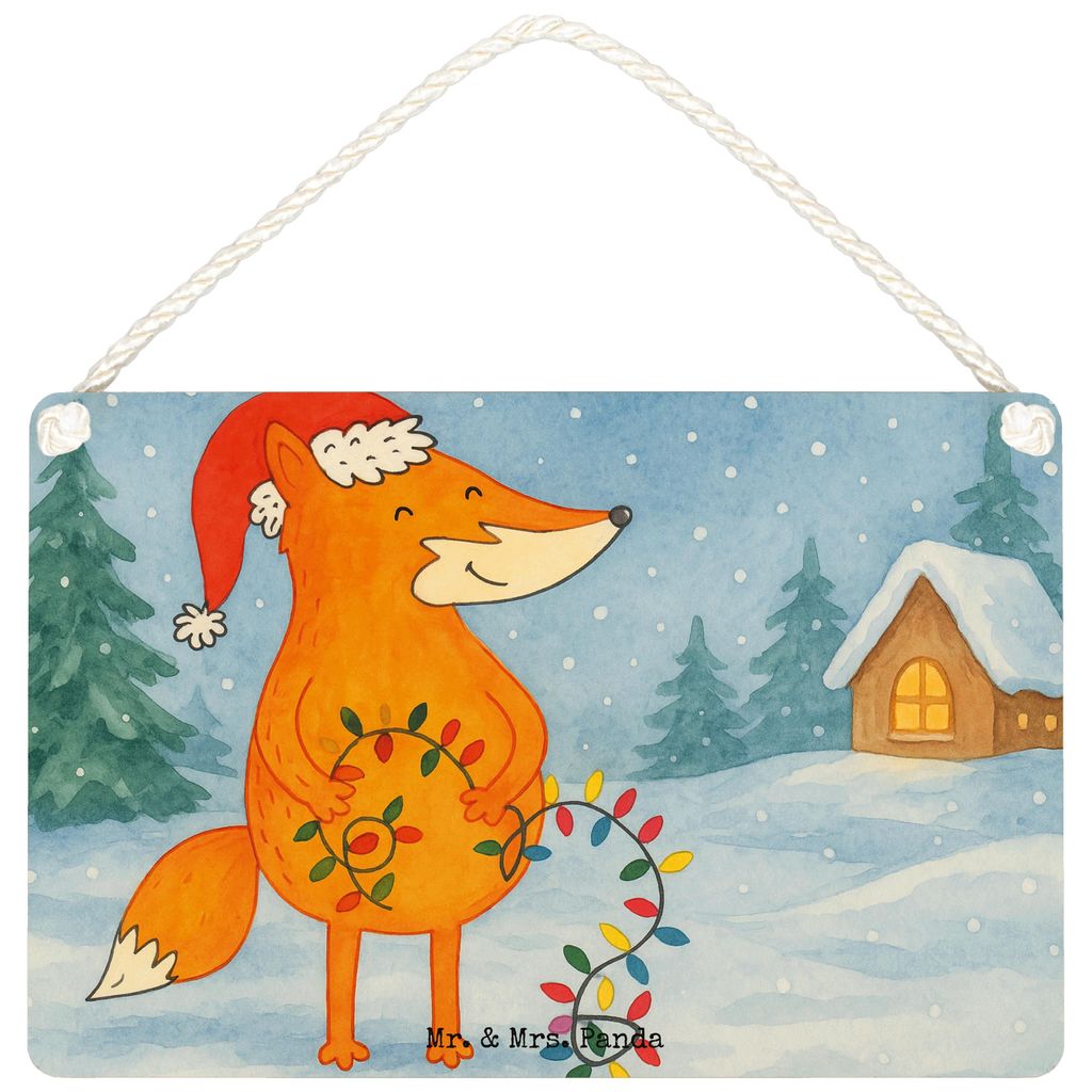 Mr. & Mrs. Panda Schild Fuchs Weihnachten Design DIN A5 - Weiß - Geschenk, Holzschild, holzbild, Weihnachtsmann, kleine aufmerksamkeit, Winter, T...
