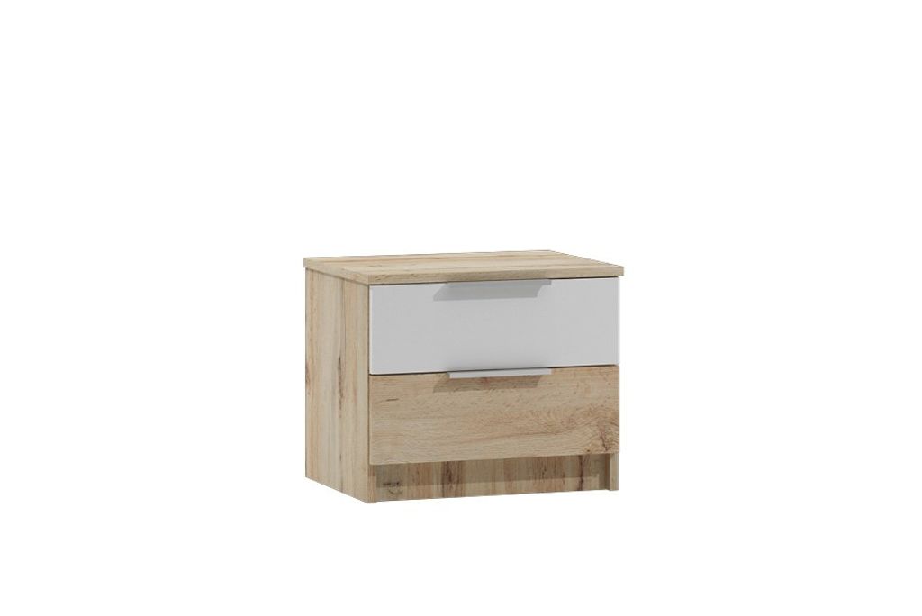 Nachttisch mit Schubladen PIERA - Wotaneiche / Weiß