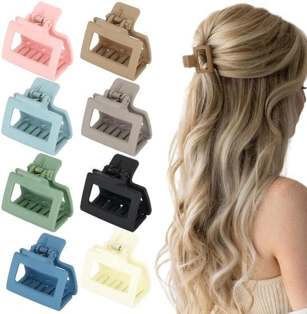 Pinces Crabes Carrées 4cm pour Femme Accessoires Cheveux Mats x8