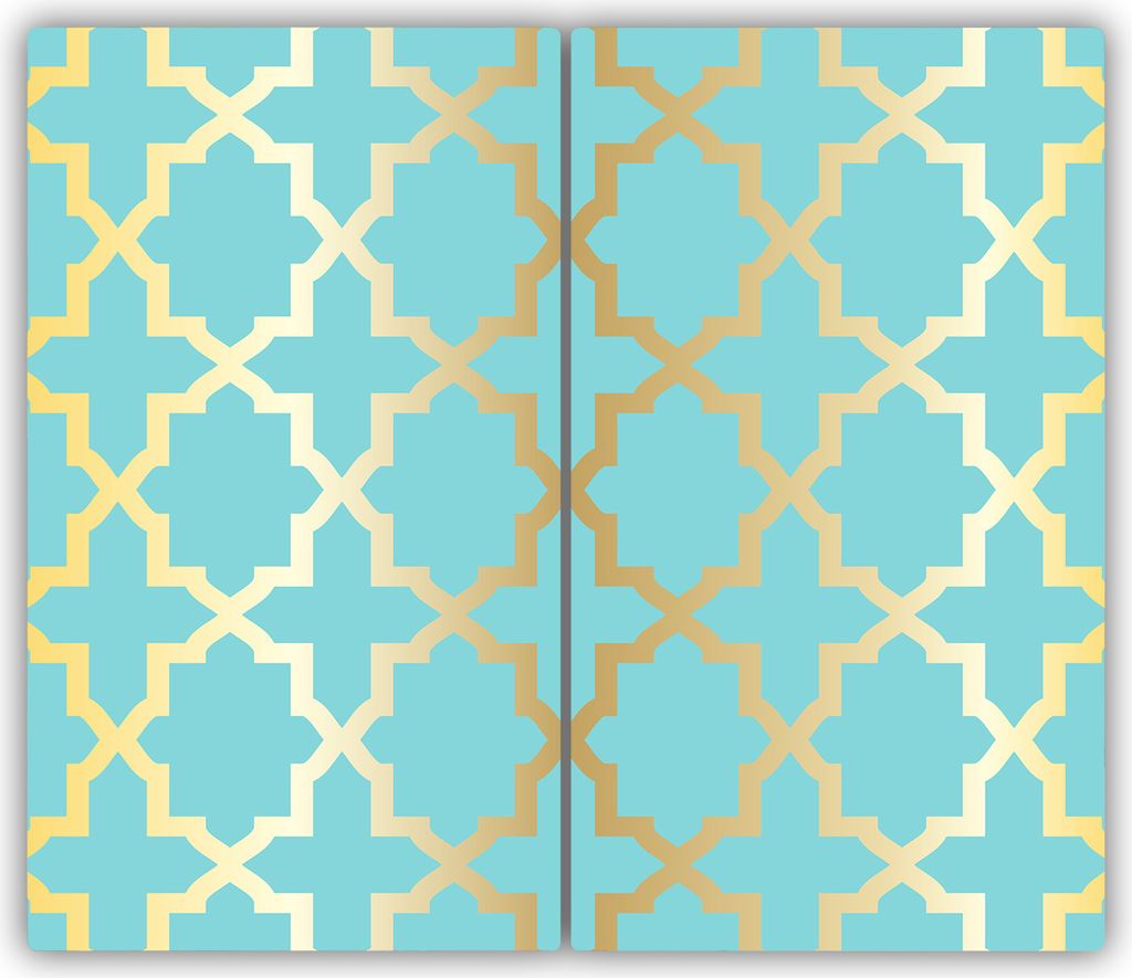 Tulup Glas-Herdabdeckplatte - 2x30x52cm - Glaskeramikkochfeld-Abdeckung Spritzschutz Zweiteilig Arabisches Muster