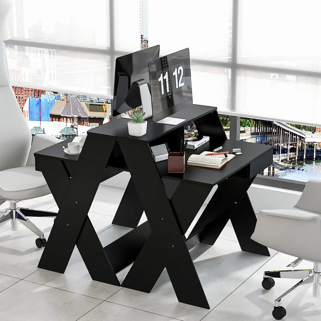 Bureau stable anti-fatigue avec rehausse écran pour petits bureaux