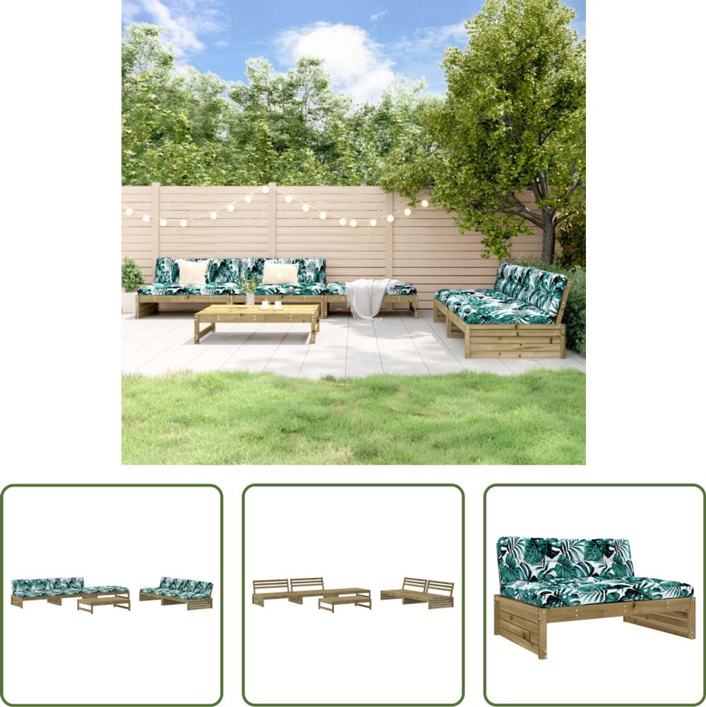 The Living Store 6-tlg. Garten-Lounge-Set mit Kissen Imprägniertes Kiefernholz