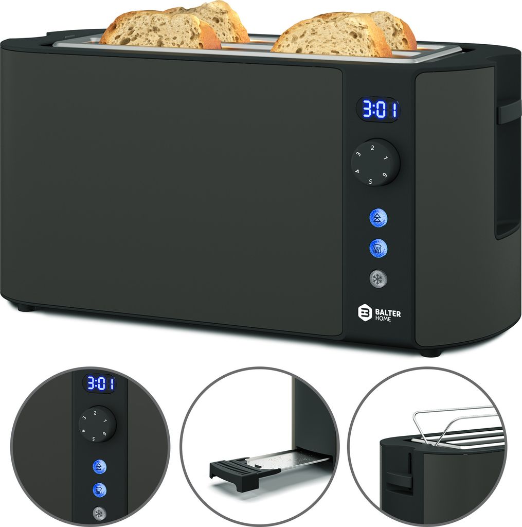 Balter Toaster 4 Scheiben Langschlitz, 1500W, Display, Produktbild 
