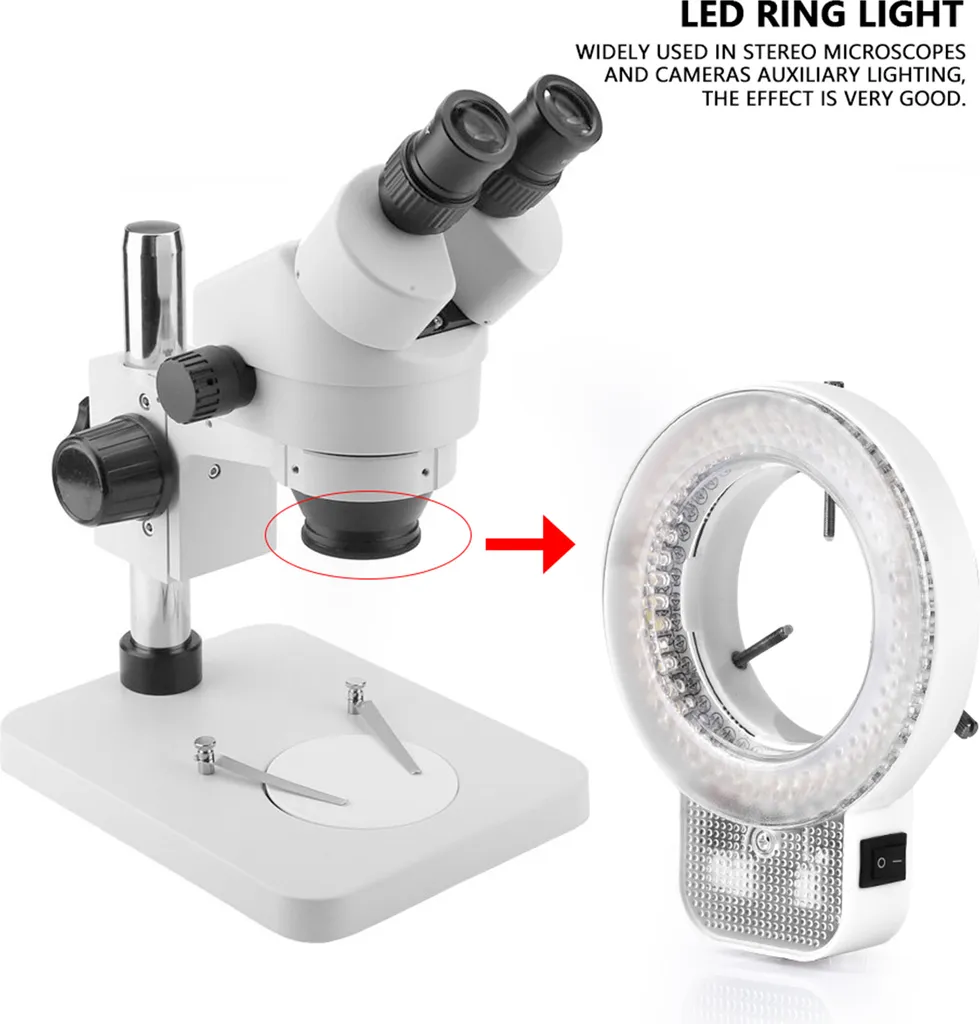 Lampe annulaire à 144 LED réglable pour caméra de microscope binoculaire - 6
