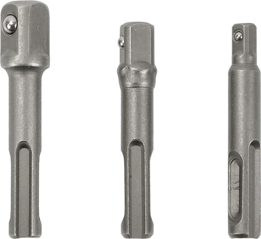 Sds-Plus Adapterset Für Steckdosen – 3-Tlg. Chrom-Vanadium Stahl, Kompatibel Mit 1/2", 3/8" Und 1/4" Einsätzen, Präzise Verarbeitung.