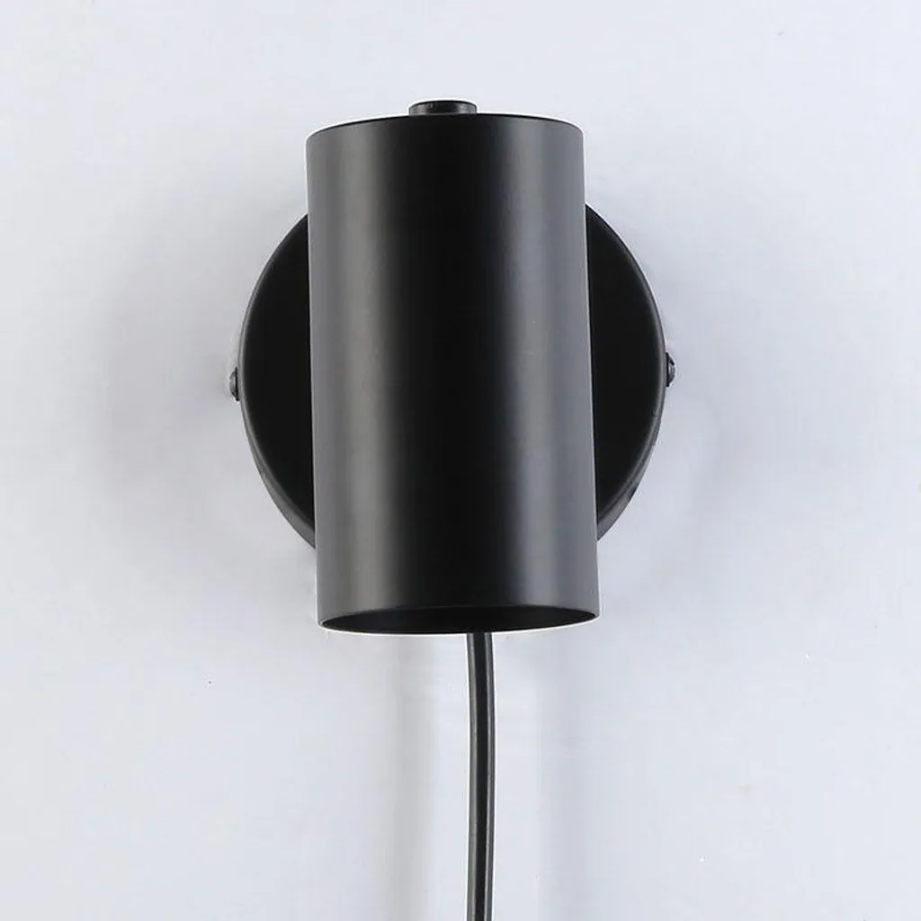 Lampada da Parete Moderna E27 Nera - Applique Alluminio con Spina - 5