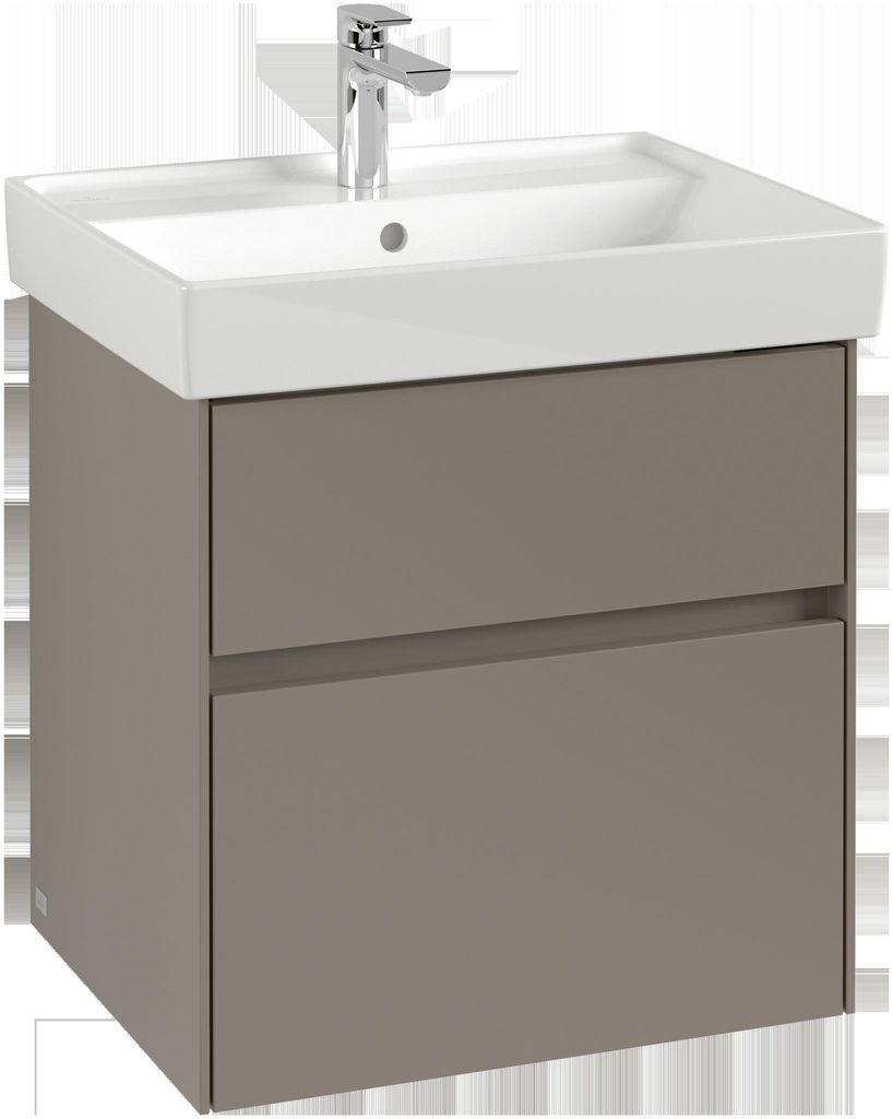 Villeroy & Boch Collaro Waschbeckenunterschrank, 2 Auszüge, Waschbecken mittig, mit integrierter Beleuchtung, 554x546x444mm, C008B0VR