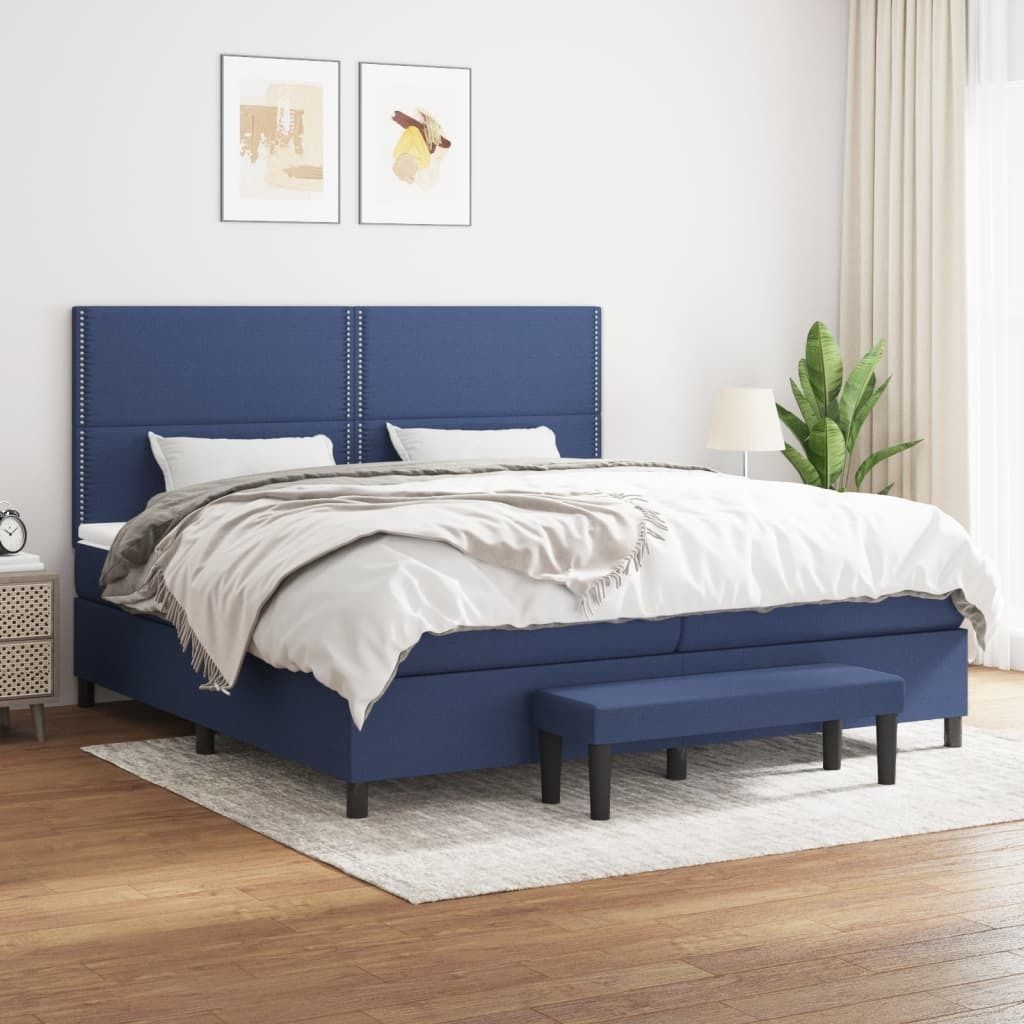 Maison Exclusive - Boxspringbett mit Matratze Blau 200x200 cm Stoff
