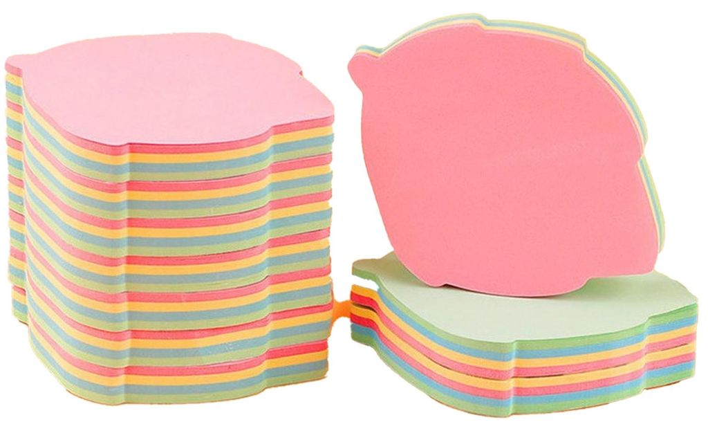 Haftnotizen in Blattform, 500 Blatt, 76 x 76 mm, selbstklebend, farbig, selbstklebende Blöcke in leuchtenden Farben für Zuhause, Büro und Notizbuch