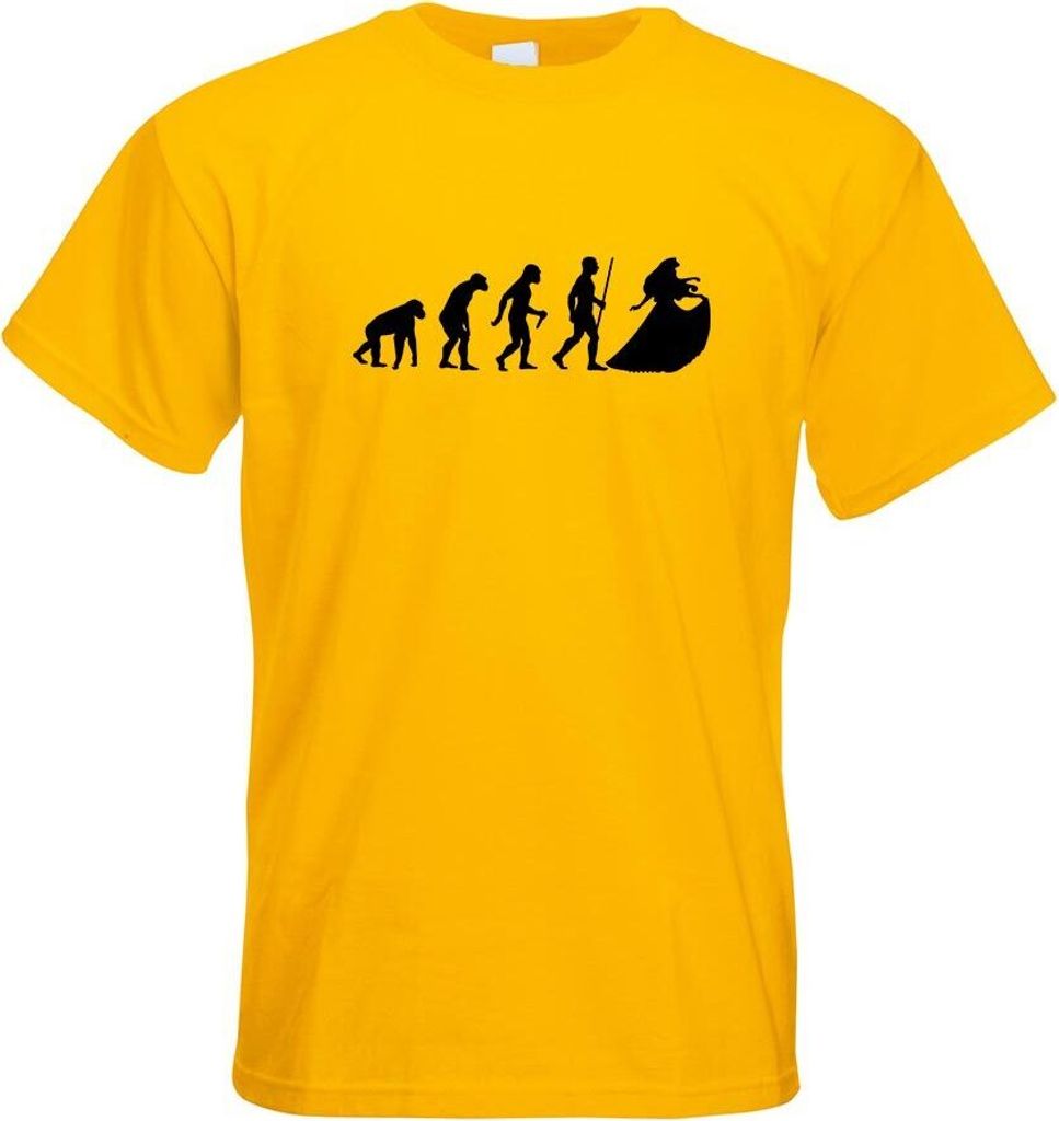 Kiwistar - T-Shirt - gelb - Prinzessin Evolution Motiv Bedruckt Funshirt Design Print - mit Motiv Bedruckt - Funshirt Design - Sport - Freizeit - H...
