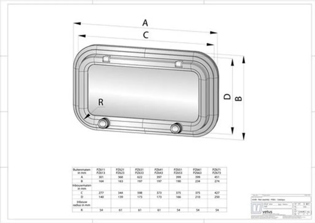 Remplacer un hublot fuyant : VETUS PZ621 aluminium étanche 344x155mm
