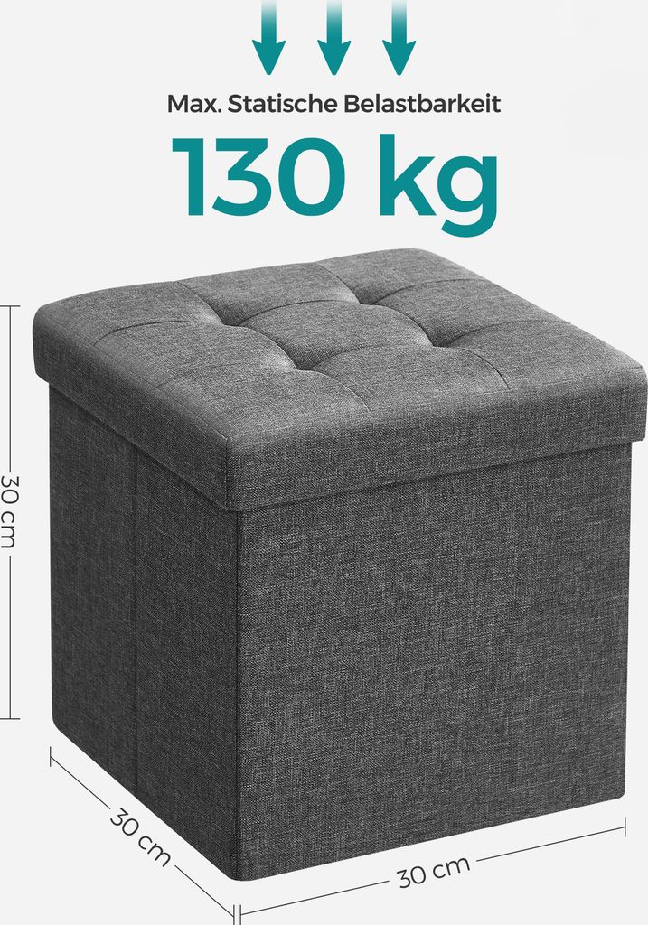 SONGMICS 30 cm Sitzbank mit Stauraum, klappbare Sitztruhe, Produktbild 4