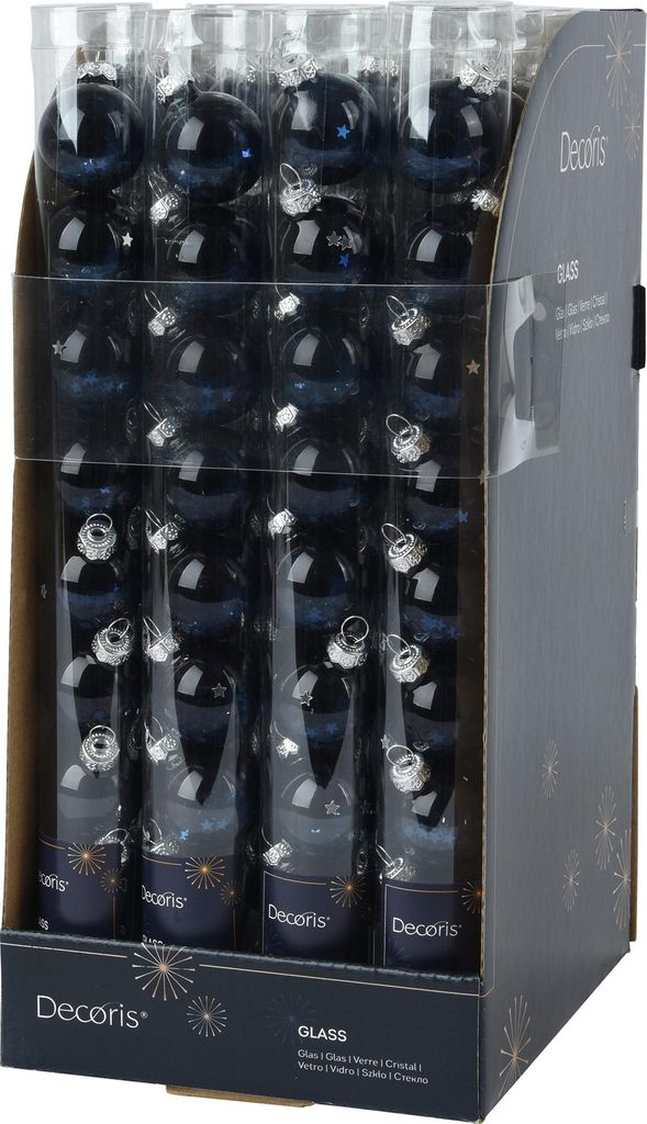Weihnachtskugeln Glas 3cm mit Sternfüllung 9 Stk Nachtblau Produktbild 