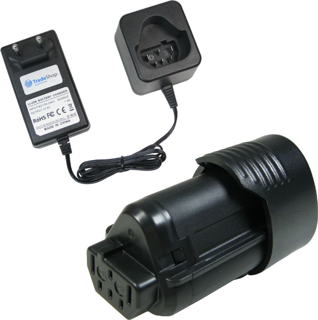 Trade-Shop 2in1 Set: Li-Ion Akku 12V / 1500mAh + Schnell-Ladegerät Netzteil 10,8V/12V für Trotec Digital-Inspektionskamera Micro CA-350, CA-350X