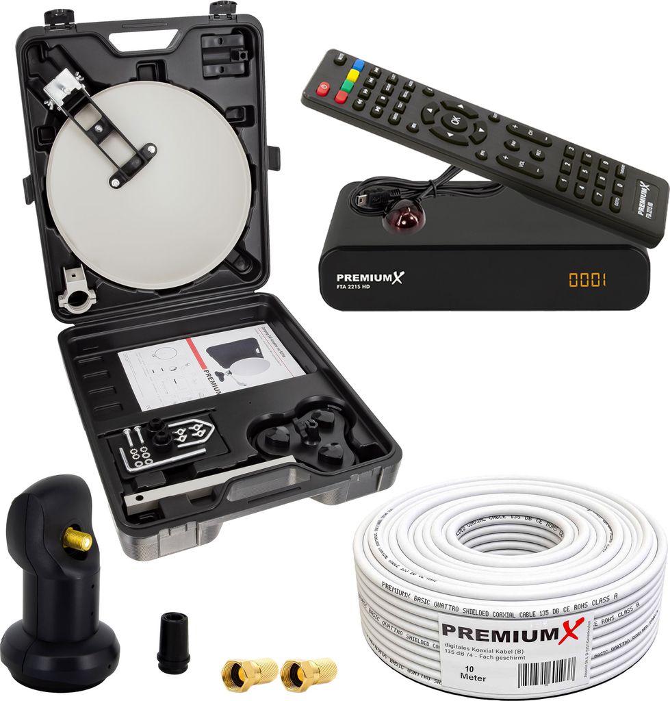 PremiumX Camping SAT Anlage Receiver Single LNB 10m Kabel Produktbild 
