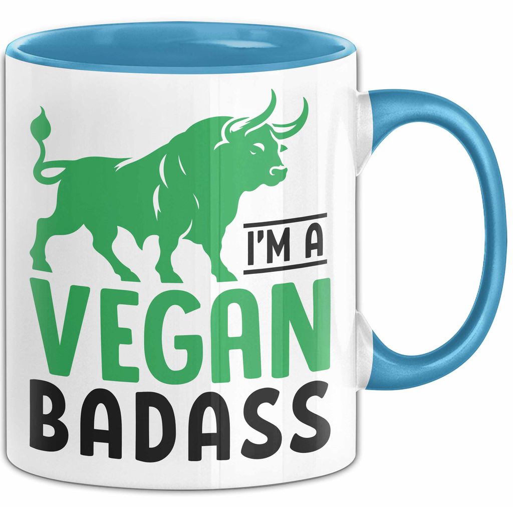 Veganer Tasse Geschenk Gym Vegan Gesund Stier Geschenkidee (Blau)