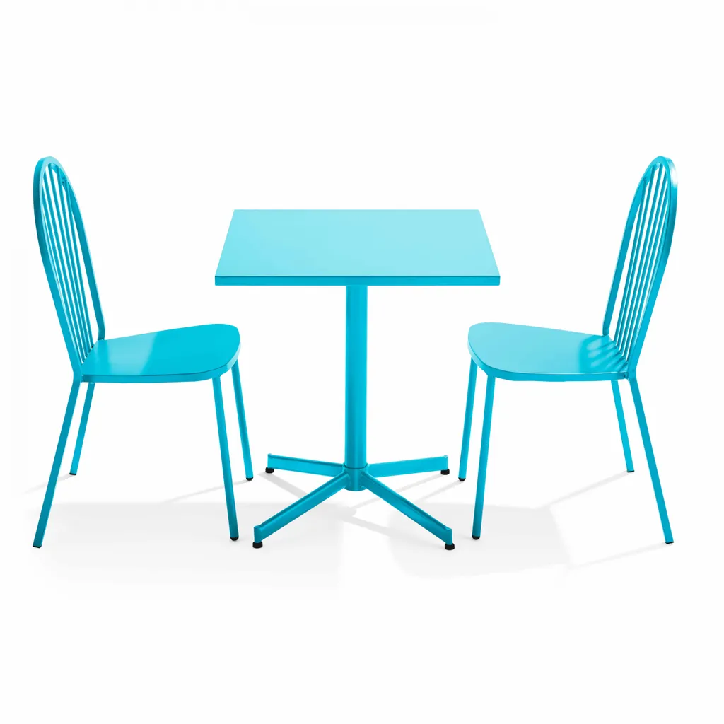 Ensemble bistro bleu en acier inclinable Oviala Palavas - Compact