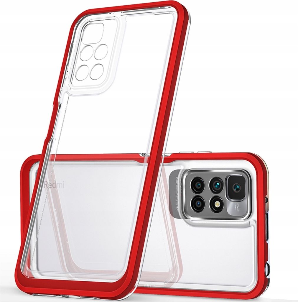 Clear 3in1 Case für Xiaomi Redmi 10 Gel Cover mit Rahmen rot