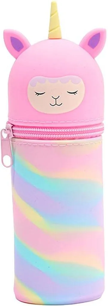 Trousse scolaire double compartiment rose pour stylos et feutres
