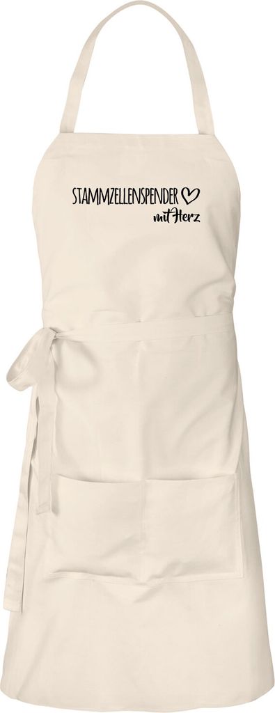 Huuraa Schürze Stammzellenspender mit Herz Natur mit Taschen Baumwolle Kochschürze Geschenkidee