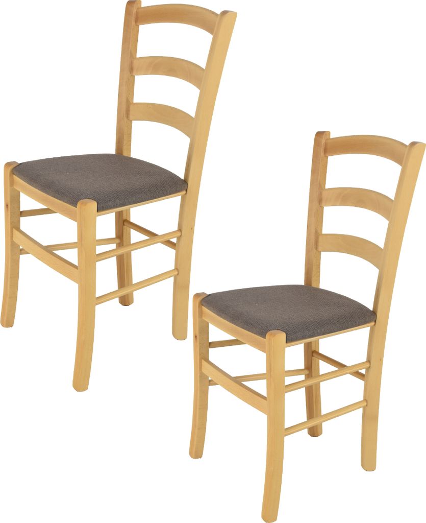 t m c s Tommychairs - 2er Set Stühle VENICE für Küche und Esszimmer, robuste Struktur aus lackiertem Buchenholz Farbe Naturfarben und gepolstert...