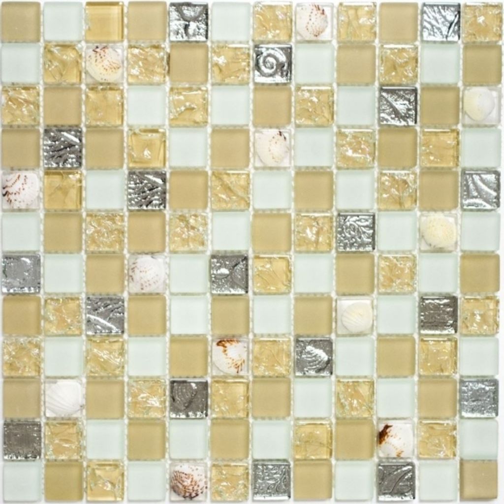 Mosaikfliese Transluzent beige Glasmosaik Crystal Muschel beige MOS82B-0112_f | 10 Mosaikmatten