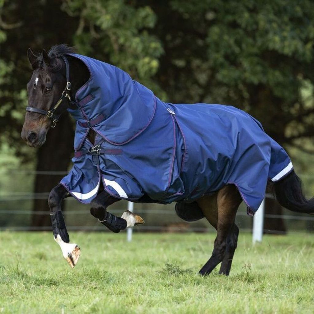Horseware Rambo Optimo Turnout Plus 0g, Größe:155 cm / 6'9, Farbe:Navy/Burg.Teal&Navy
