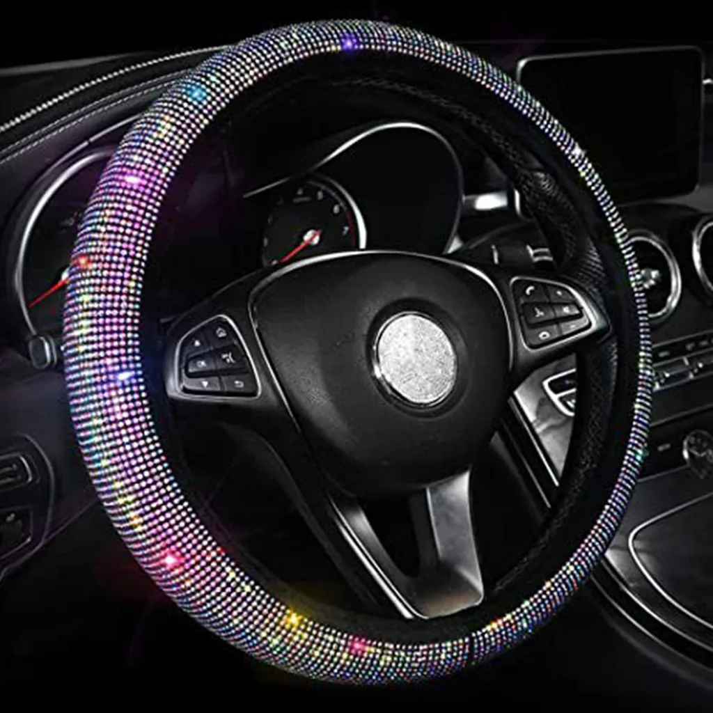 Coprivolante per auto, 38,1 cm, elegante, lucido, antiscivolo, per la maggior parte delle auto AB Diamond