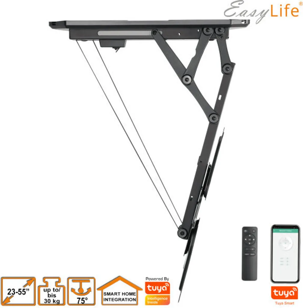 Support TV Plafond Motorisé : Solution Gain de Place pour Écran 55"