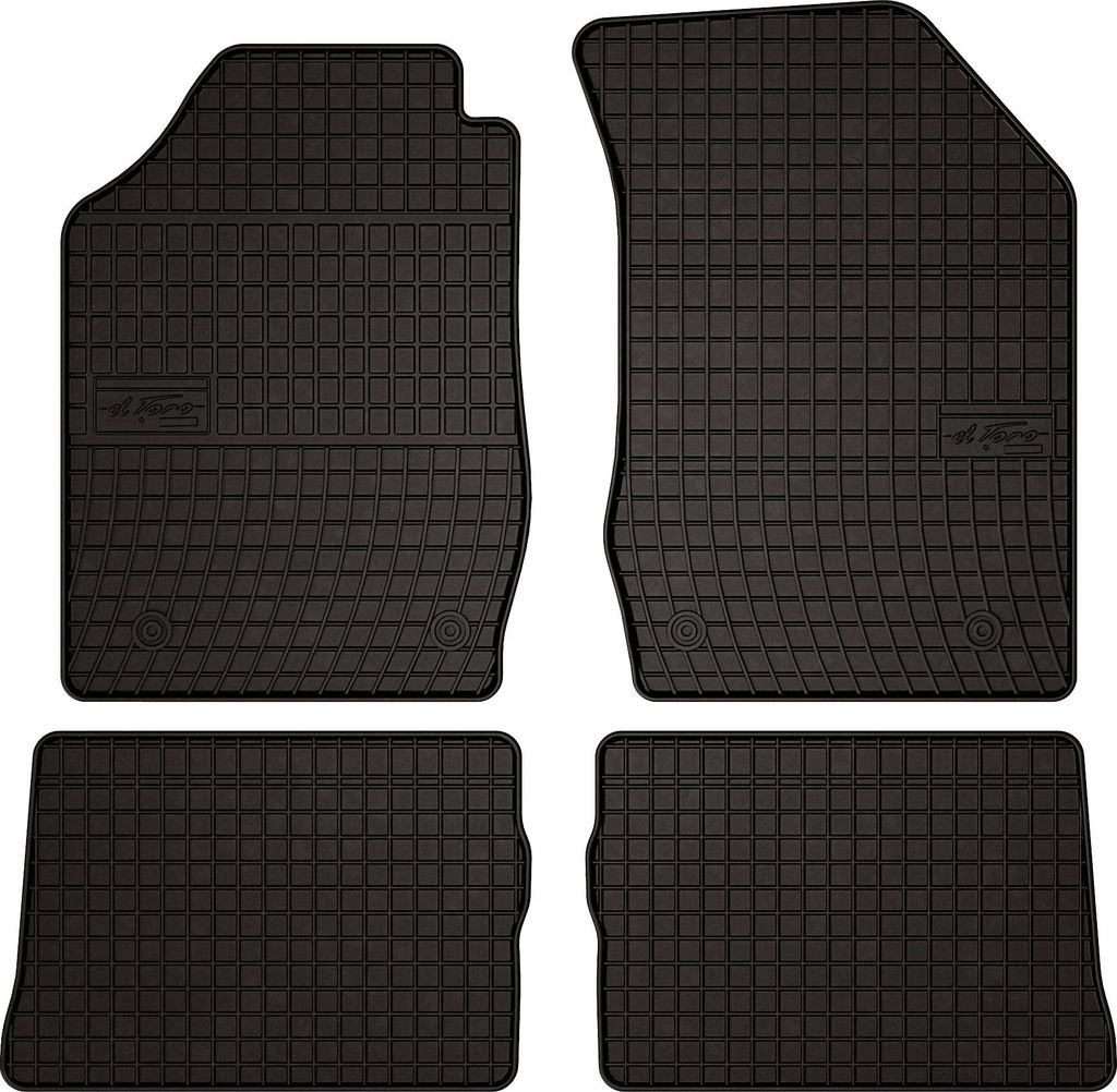 Gummifußmatten passend für Renault Clio II (Schrägheck, Bj. 1998-2005) – schwarz, passgenau, mit Befestigungen set 4 Stk. - Gummi-Automatten