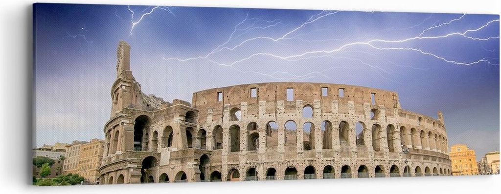 Bild auf Leinwand - Leinwandbild - Italien Architektur Kolosseum Tourismus - 90x30cm - Wand Bild - Wanddeko - Leinwanddruck - Bilder - Kunstdruck -...