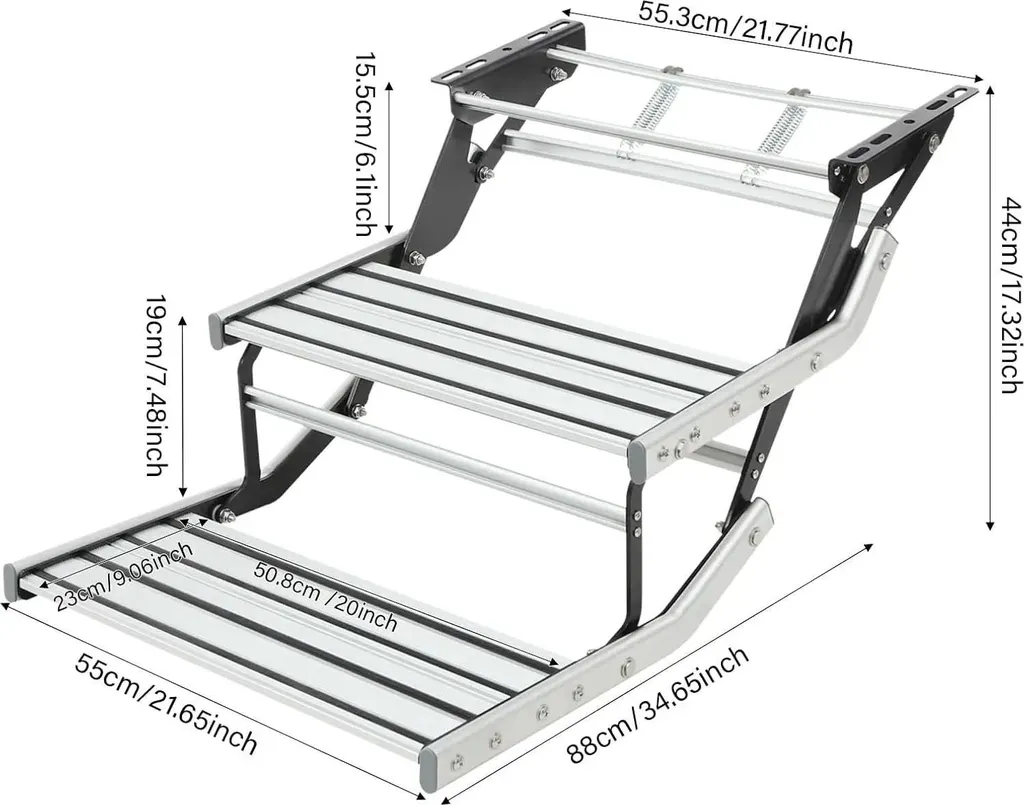 Escalier double pour caravane et camping-car rabattable en alu robuste