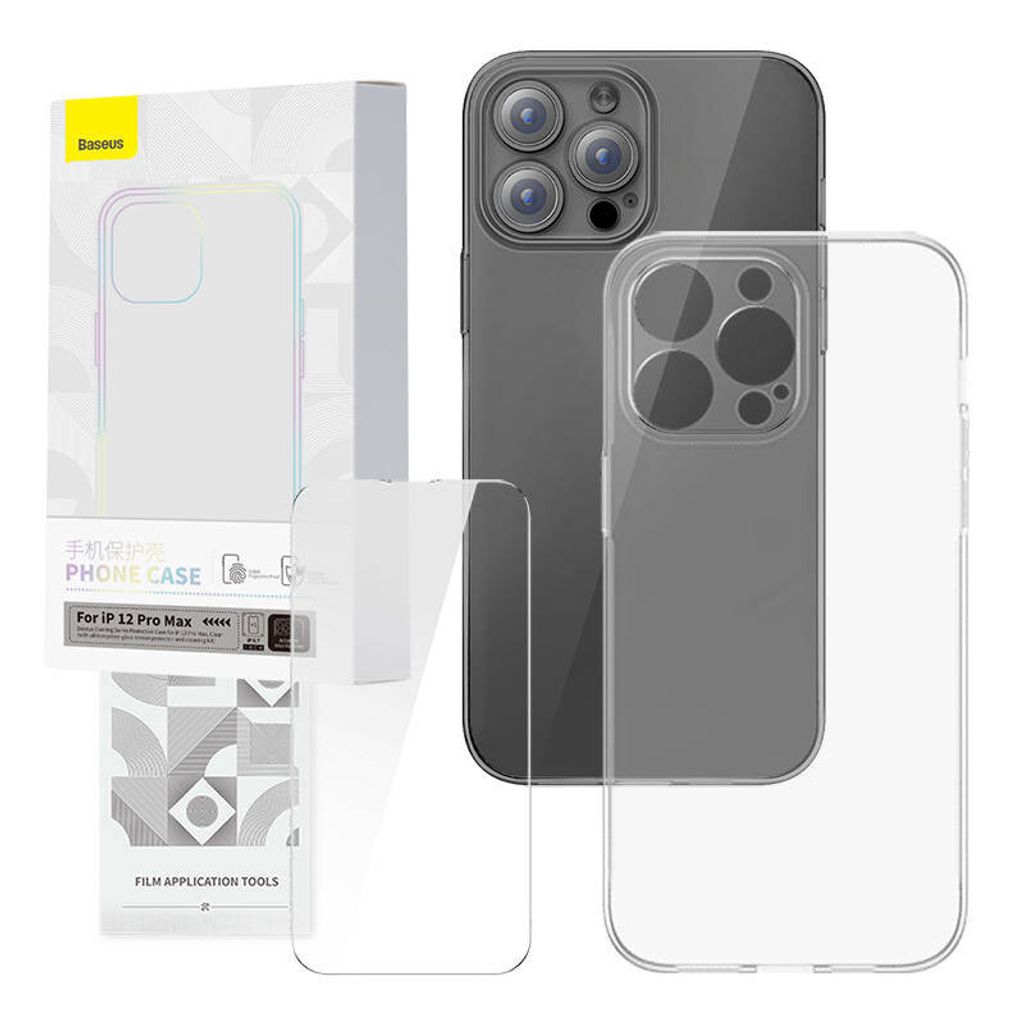 Transparentes Gehäuse und gehärtetes Glasset Baseus Corning für iPhone 12 Pro Max