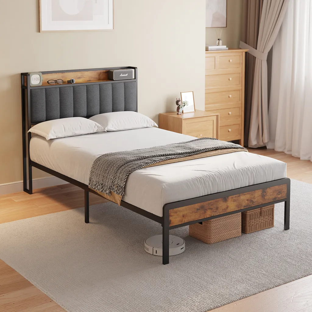 Lit plateforme standard 120x220 cm avec tête de lit escamotable BF25