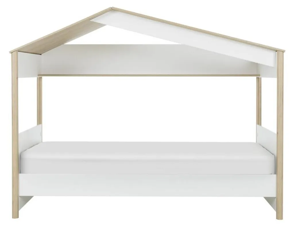 Lit cabane MATIS 90x200 en bois massif avec sommier à lattes - CALICOSY