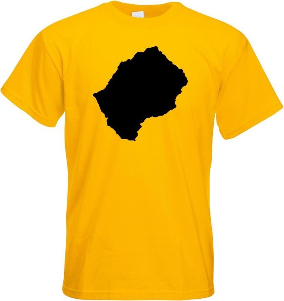 Kiwistar - T-Shirt - gelb - Lesotho Umriss Kontur Herren Funshirt Bedruckt Design Sprüche Spruch Motive - mit Motiv Bedruckt - Funshirt Design - S...