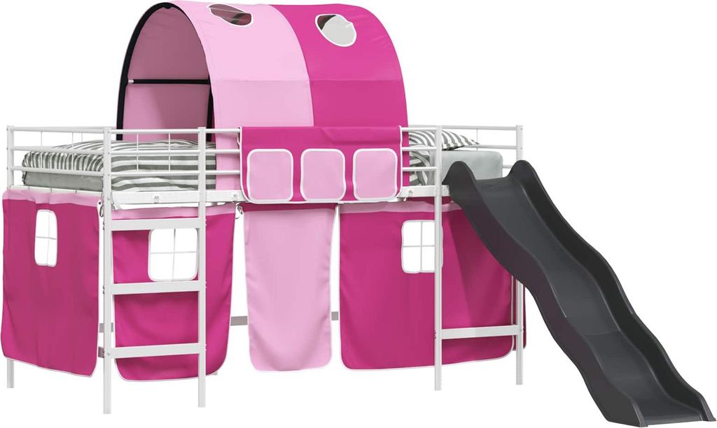 Kinder-Etagenbett Weiß und Rosa 80 x 200 cm Metall