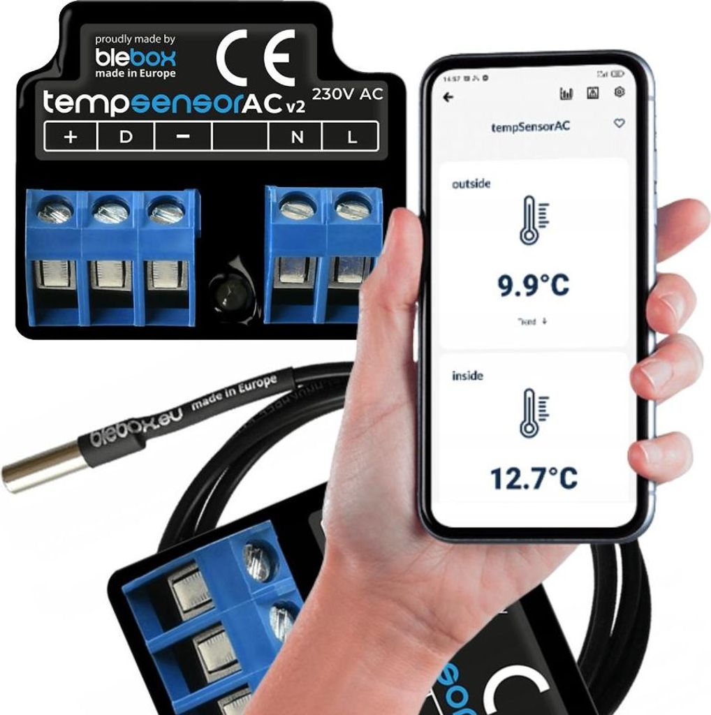 Temperatuursensor tempsensorac v2 voor Blebox Productafbeelding 