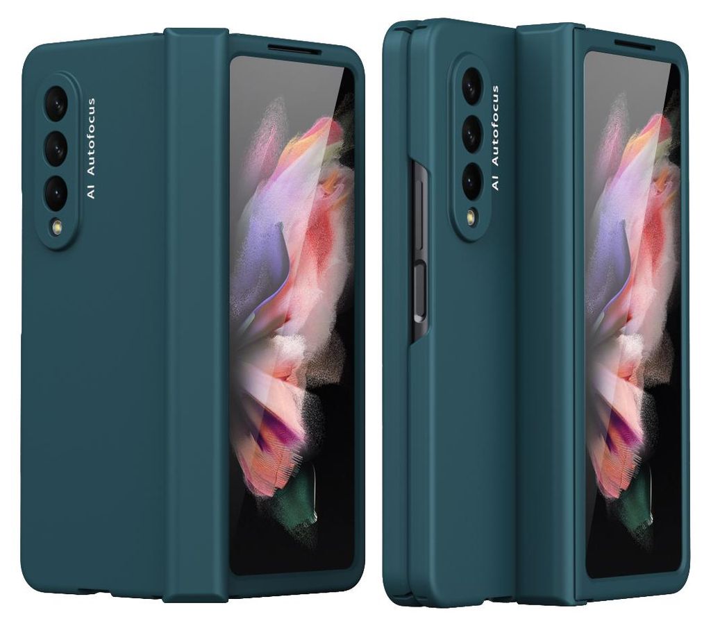Galaxy Z Fold3 5G Hülle, Harte PC Slim mit Gehärtetem Glas Handyhülle Schutzhülle für Samsung Galaxy Z Fold 3 5G Grün