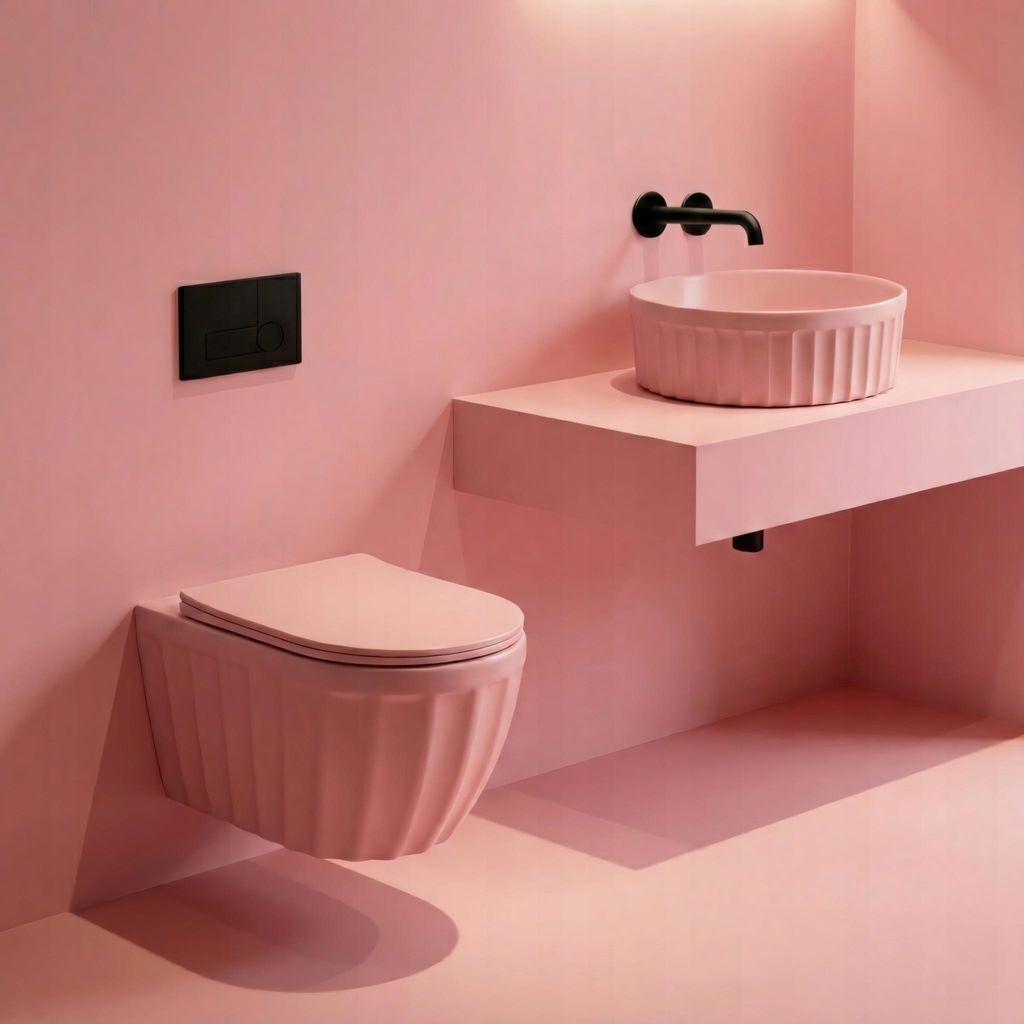 Set lavabo e WC WC sospeso Rosa Immagine del prodotto 