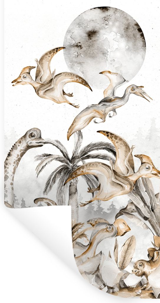 MuchoWow Wandtattoo Wandsticker Wandaufkleber Dinosaurier - Dschungel Dekoration - Kinder - Junge - Grün 80x160 cm Selbstklebend und Repositioni...