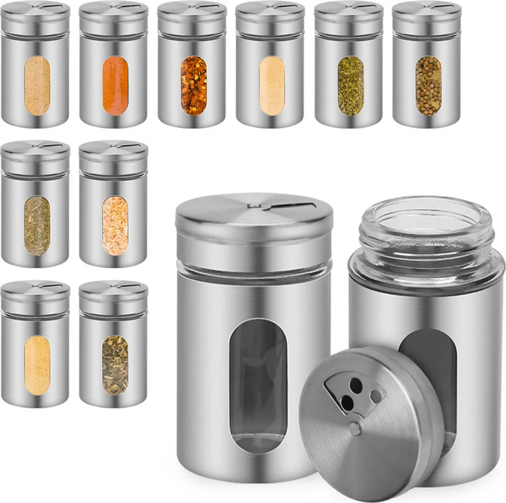 Hengda 12 Pezzi Shaker per Spezie Vetro 80ml | Set Porta Spezie Cucina
