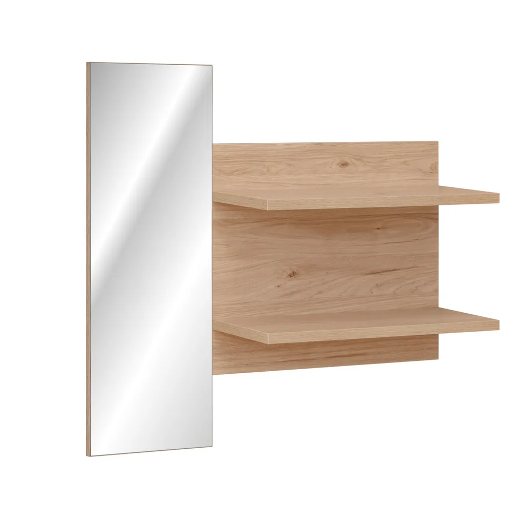 Miroir avec étagères FLORENCIA Jackson Hickory - Design Industriel Boisé