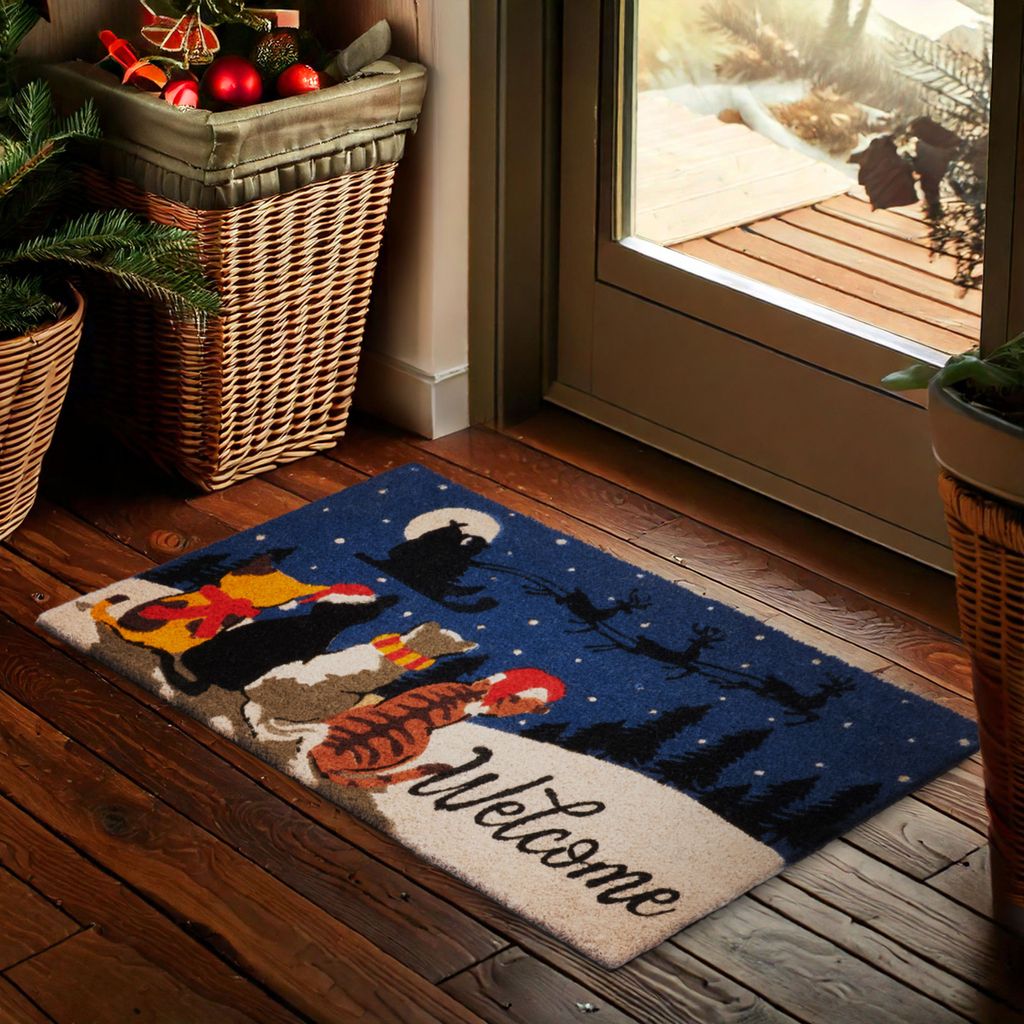 BRUBAKER Wycieraczka świąteczna z kotami - 45x75 cm Zdjęcie produktu 