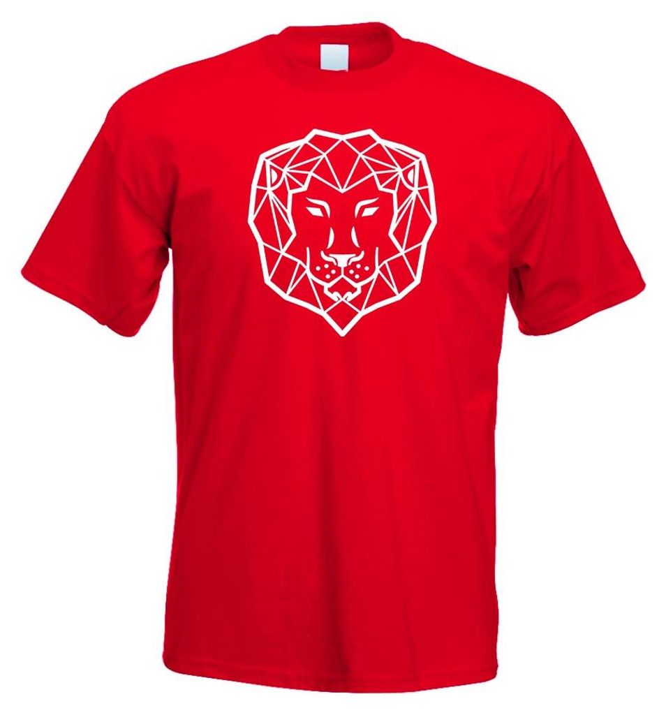 Kiwistar - T-Shirt - rot - Polygon Löwe Figur Tier Art Herren Funshirt Bedruckt Design Sprüche Spruch Motive - mit Motiv Bedruckt - Funshirt Desi...