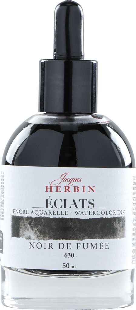 Jacques Herbin 4x Aquarelltine Éclats, Flakon 50ml - Lampenschwarz 16630T