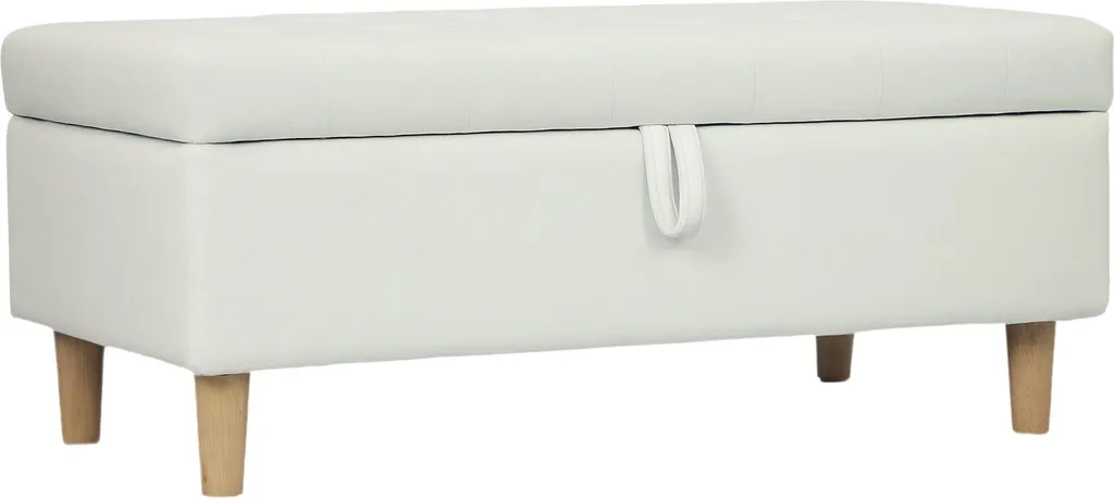Banc Confortable en Mousse et Polyester Blanc Crème 115cm de Long