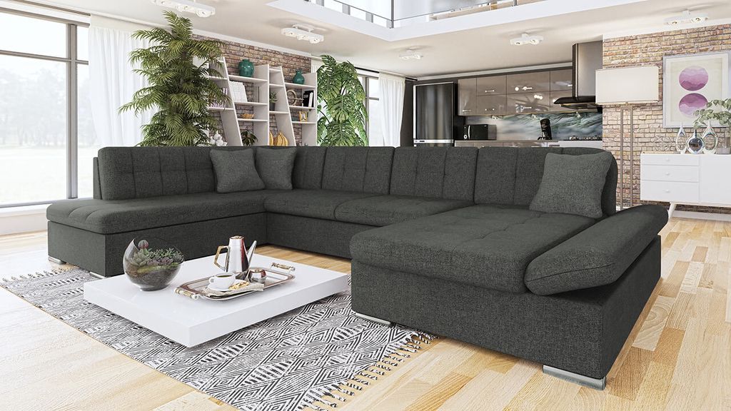 MIRJAN24 Ecksofa Bergen mit Bettkasten, Regulierbare Armlehnen, U-Form Schlafsofa vom Hersteller, Wohnlandschaft (Lux 06 + Lux 06 + Lux 05, Ecksofa...