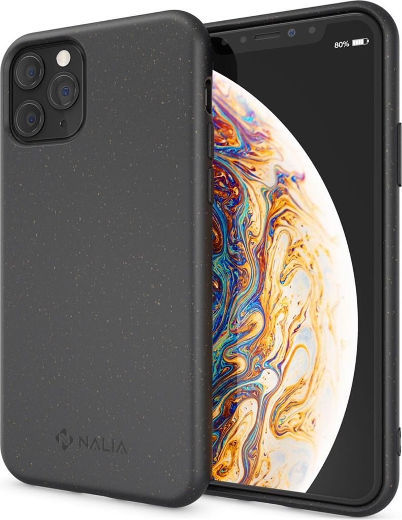 NALIA Handy Hülle für iPhone 11 Pro Max, Nachhaltig Abbaubar Öko Case Cover Schwarz