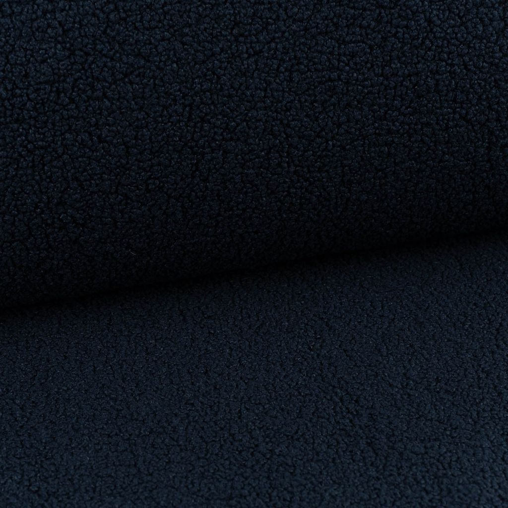 Boucle Stoff Teddystoff Kunstfell Teddy Fur uni dunkelblau 1,5m Breite